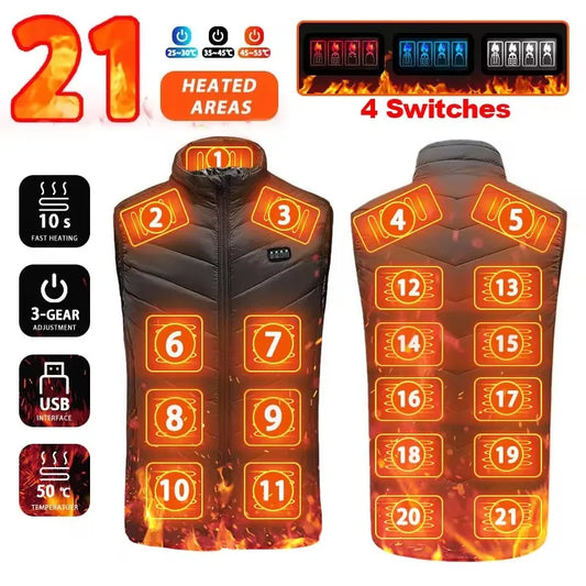 21-Zone USB Heated Vest with Graphene Heating