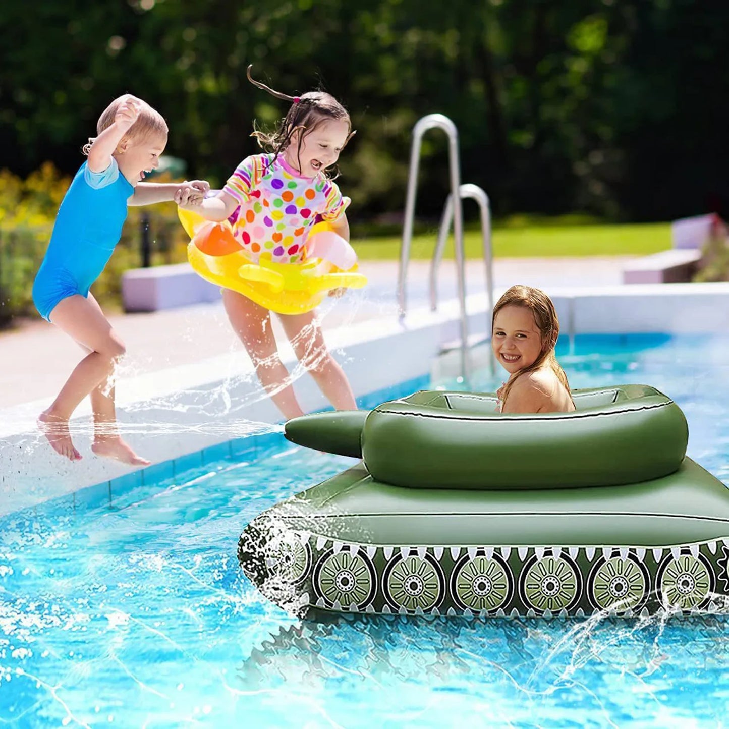 Giant Inflatable Pool Float with Water Gun Summer Floating Ride-On Seat Adult Water Spray Beach Party Game