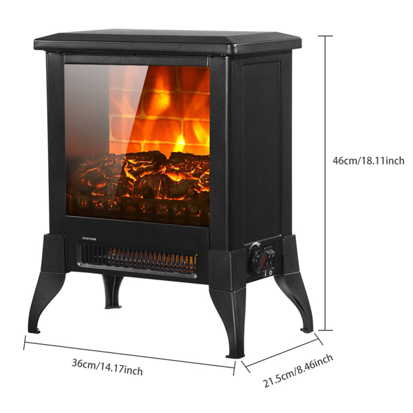 14 inch 1400w Freestanding Fireplace With Ntc Temperature Control Knob