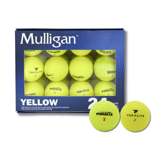 24-Pack Recycled Yellow Golf Balls – Mixed Brands, A-B Grade,