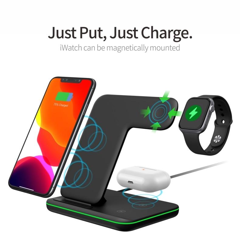 Ninja 15W 3-in-1 Fast Wireless Charging Station for Mobile Phones