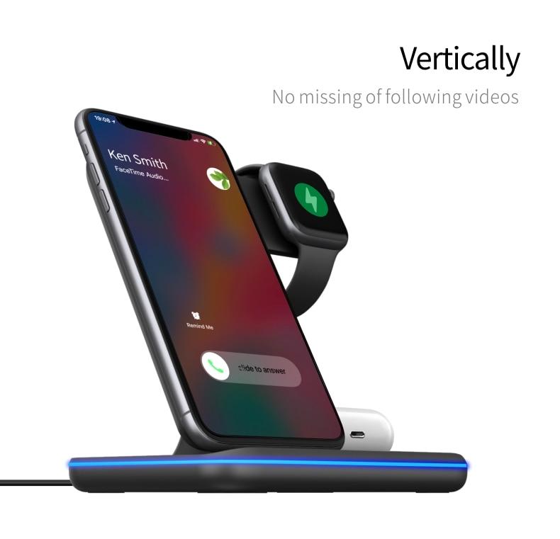 Ninja 15W 3-in-1 Fast Wireless Charging Station for Mobile Phones