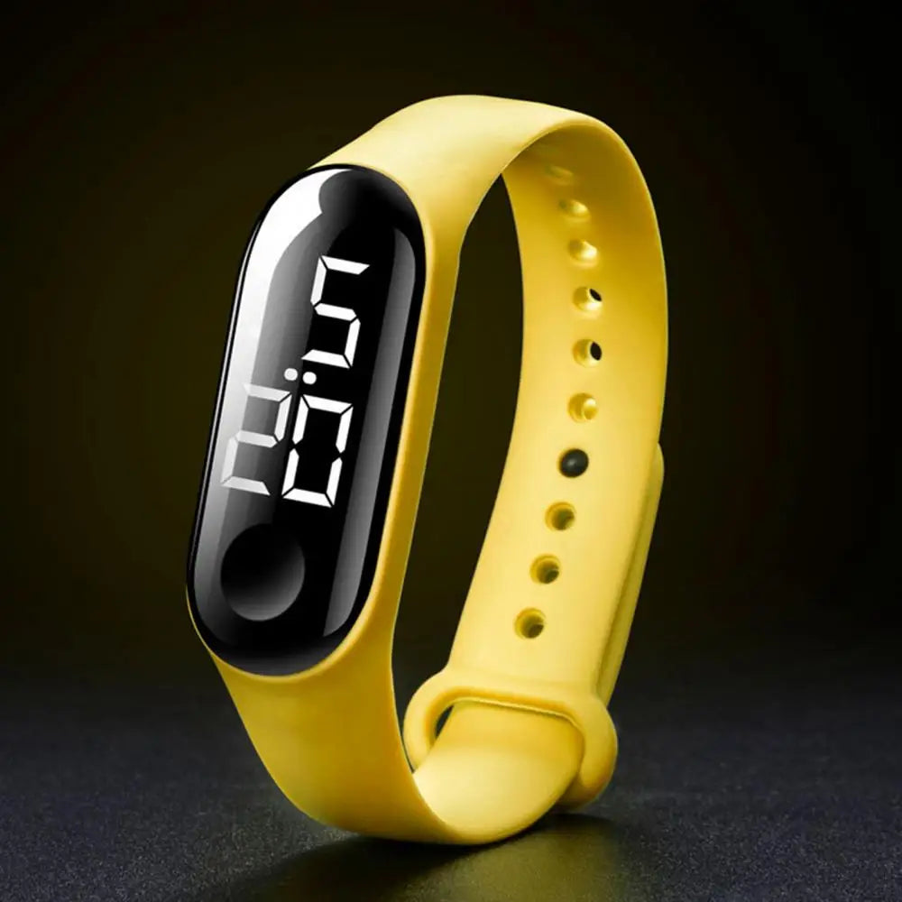 M3 Children's Watch Calendar Solid Color Adjustable Strap LED Digital Electronic Wrist Watch for Kids
