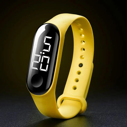 M3 Children's Watch Calendar Solid Color Adjustable Strap LED Digital Electronic Wrist Watch for Kids