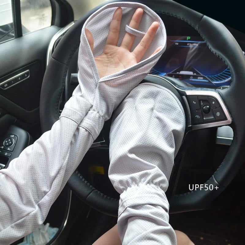 Large Size Ice Sleeve Gloves Women's Summer Driving Sun Protection Arm Sleeves Loose Breathable Arm Guard UV Outdoor Oversleeves