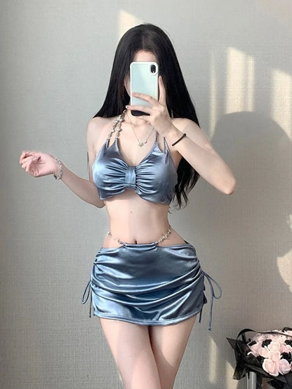 Women's Elegant Thin Strap Bikini Set Sexy Push Up Swimsuit Summer Beachwear Holiday Hot Spring Suit
