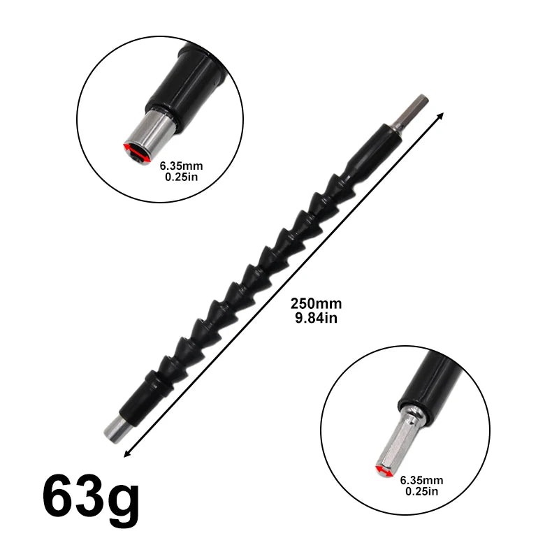 200-300mm hexagonal handle black soft shaft hand drill screwdriver head universal joint extend connect rod Power tool accessory
