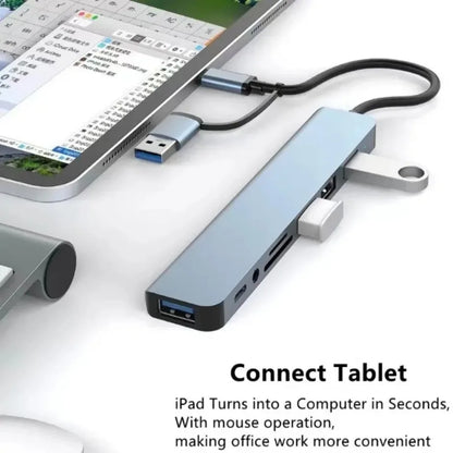 8in1 USB C Hub 4 USB Ports 1 USB-C Jack TF/SD Card Reader 3.5mm Audio Output for MacBook pro iPad pro iPhone 15 Laptop