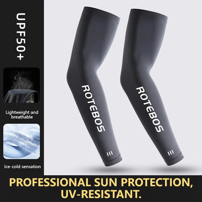 GOBYGO 1Pair Men Summer Cooling Arm Sleeves Breathable Elastic Ice Silk UV Protection Sleeves Outdoor Sports Driving Fishing