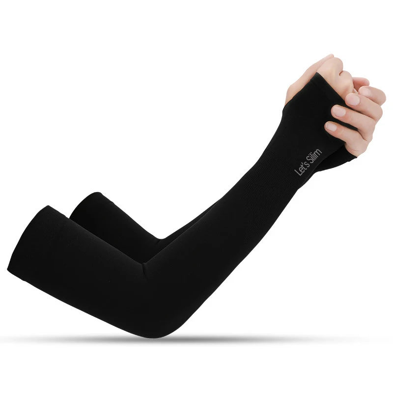 Summer Sun Protection Sleeves Men Women Ice Silk Cycling Driving Cool Arm Warmers Elastic Anti-Sunburn Outdoor Hiking Arm Cover