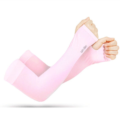Summer Sun Protection Sleeves Men Women Ice Silk Cycling Driving Cool Arm Warmers Elastic Anti-Sunburn Outdoor Hiking Arm Cover