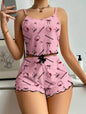 Sanrio Hello Kitty Bowknot Suspender Top Shorts Casual 2pcs Pajama Set Fashionable Thin Shoulder Strap Sexy Sleepwear Soft Pj