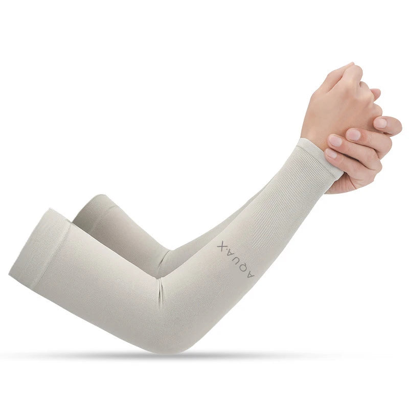 Summer Sun Protection Sleeves Men Women Ice Silk Cycling Driving Cool Arm Warmers Elastic Anti-Sunburn Outdoor Hiking Arm Cover