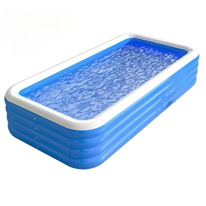 3m/3.8m/4.2m/4.6m Blue-and-white Four-layer Inflatable Pool, Perfect for Families To Enjoy Summer Outdoor Fun in The Backyard