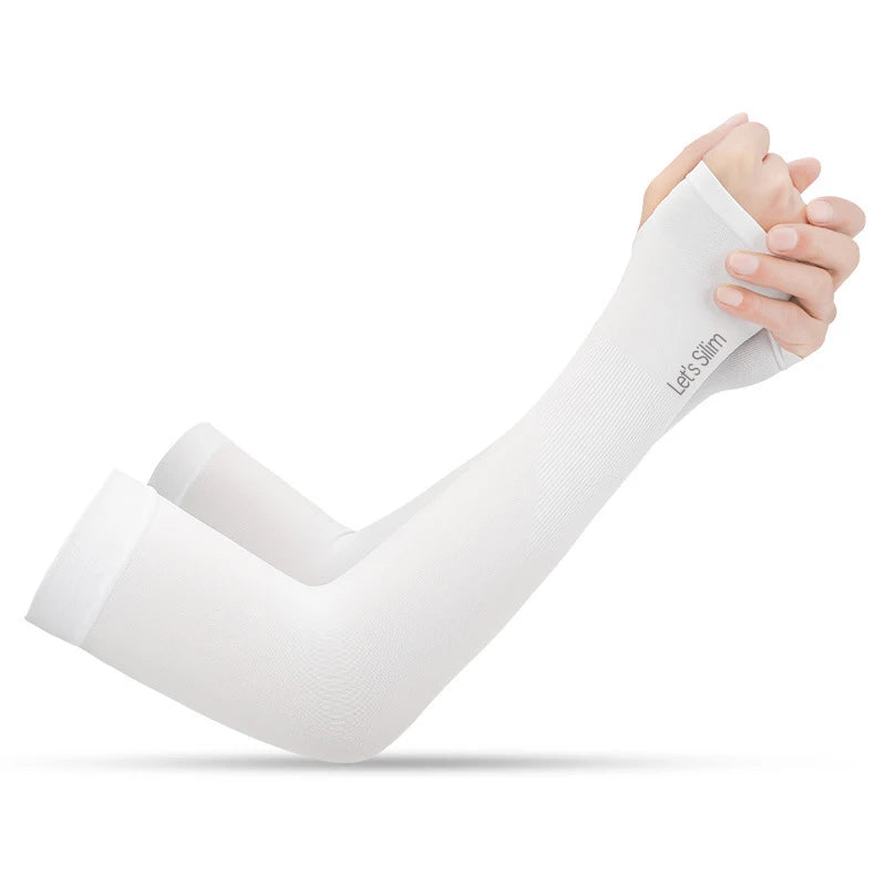 Summer Sun Protection Sleeves Men Women Ice Silk Cycling Driving Cool Arm Warmers Elastic Anti-Sunburn Outdoor Hiking Arm Cover