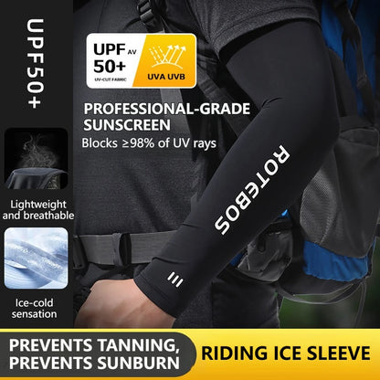 GOBYGO 1Pair Men Summer Cooling Arm Sleeves Breathable Elastic Ice Silk UV Protection Sleeves Outdoor Sports Driving Fishing