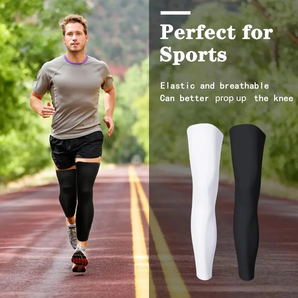 Unisex Summer Leg Sleeves Socks UV Protection High Elastic Breathable Quick Dry Silicone Non Slip For Cycling Running Sun