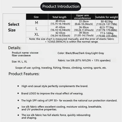 GOBYGO 1Pair Men Summer Cooling Arm Sleeves Breathable Elastic Ice Silk UV Protection Sleeves Outdoor Sports Driving Fishing
