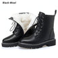 Women's mid-heel platform leather short boots