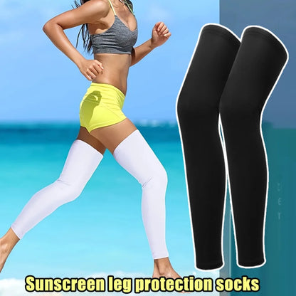 Unisex Summer Leg Sleeves Socks UV Protection High Elastic Breathable Quick Dry Silicone Non Slip For Cycling Running Sun