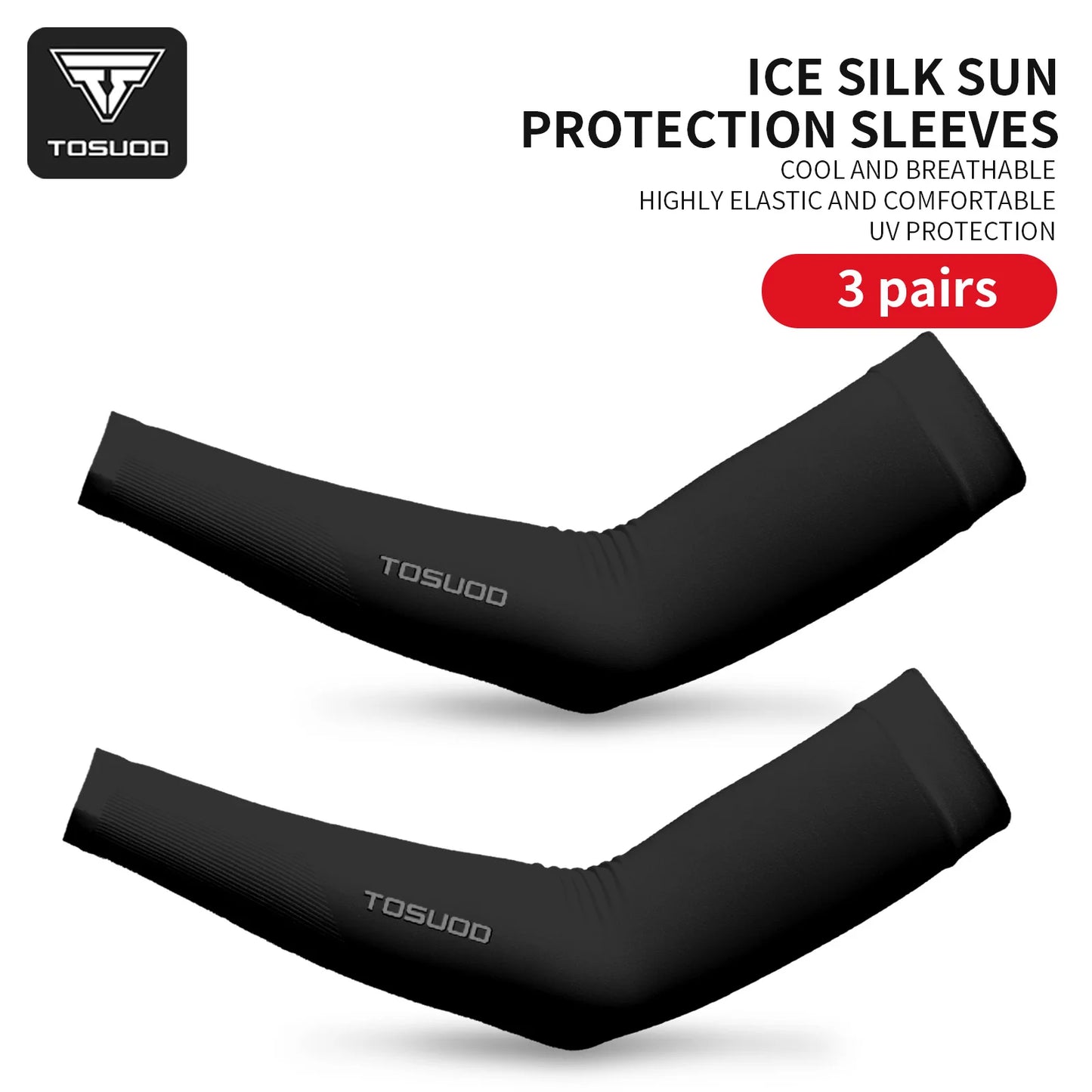 TOSUOD 1/2/3 Pairs Ice Silk Sleeves UV Protect Breathable Cycling Arm Sports Outdoor Unisex Elastic Quick-dry Summer Sleeves
