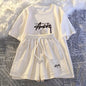 New Women's Plus-size Set Adult Short-sleeve and Shorts Two-piece Set Children's Loose Casual Set Women's T-shirt and Shorts Set