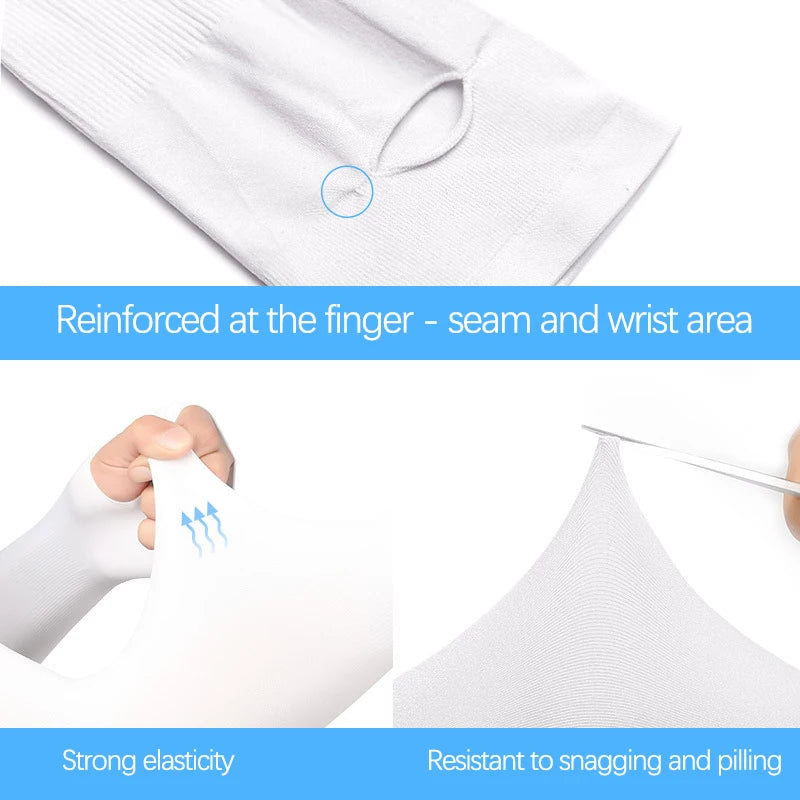 Summer Sun Protection Sleeves Men Women Ice Silk Cycling Driving Cool Arm Warmers Elastic Anti-Sunburn Outdoor Hiking Arm Cover