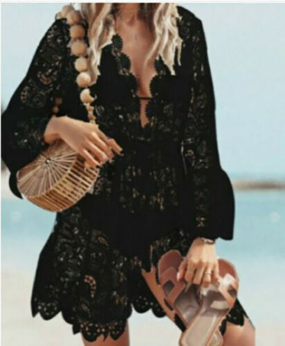Lace Bathing Suit Cover Up Boho Beach Women Maxi Bikini Sundress Dress