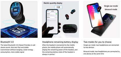 Bluetooth 5.1 Headset TWS Wireless Earphones Mini Earbuds Stereo