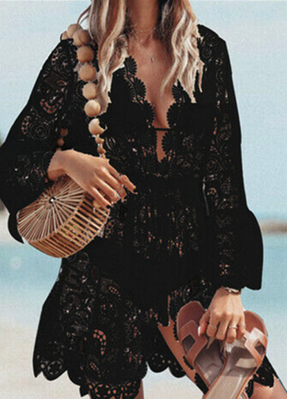 Lace Bathing Suit Cover Up Boho Beach Women Maxi Bikini Sundress Dress