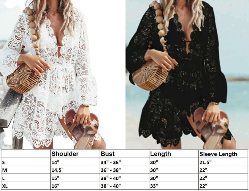 Lace Bathing Suit Cover Up Boho Beach Women Maxi Bikini Sundress Dress