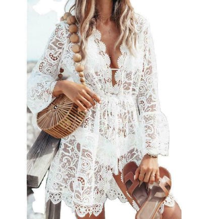 Lace Bathing Suit Cover Up Boho Beach Women Maxi Bikini Sundress Dress
