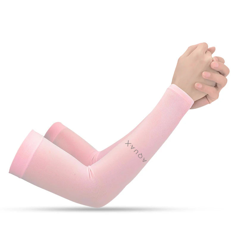 Summer Sun Protection Sleeves Men Women Ice Silk Cycling Driving Cool Arm Warmers Elastic Anti-Sunburn Outdoor Hiking Arm Cover