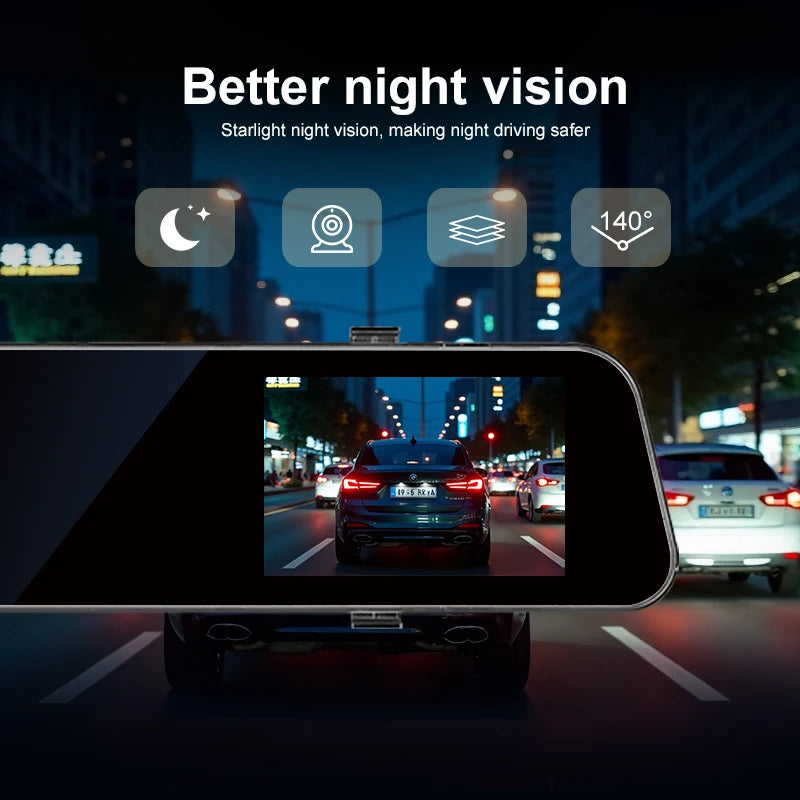 Rearview Mirror 1080P HD Screen Front and Rear Dual Recording