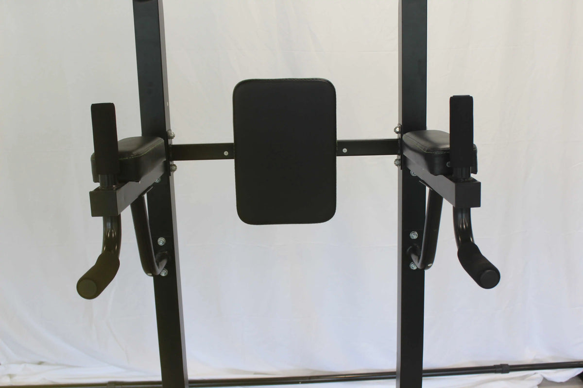 Power Tower Station with Push-up Rod Pull-up Rod Upper Body Strength Training Fitness Equipment Steel Frame Black