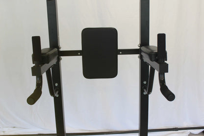 Power Tower Station with Push-up Rod Pull-up Rod Upper Body Strength Training Fitness Equipment Steel Frame Black