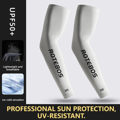 GOBYGO 1Pair Men Summer Cooling Arm Sleeves Breathable Elastic Ice Silk UV Protection Sleeves Outdoor Sports Driving Fishing