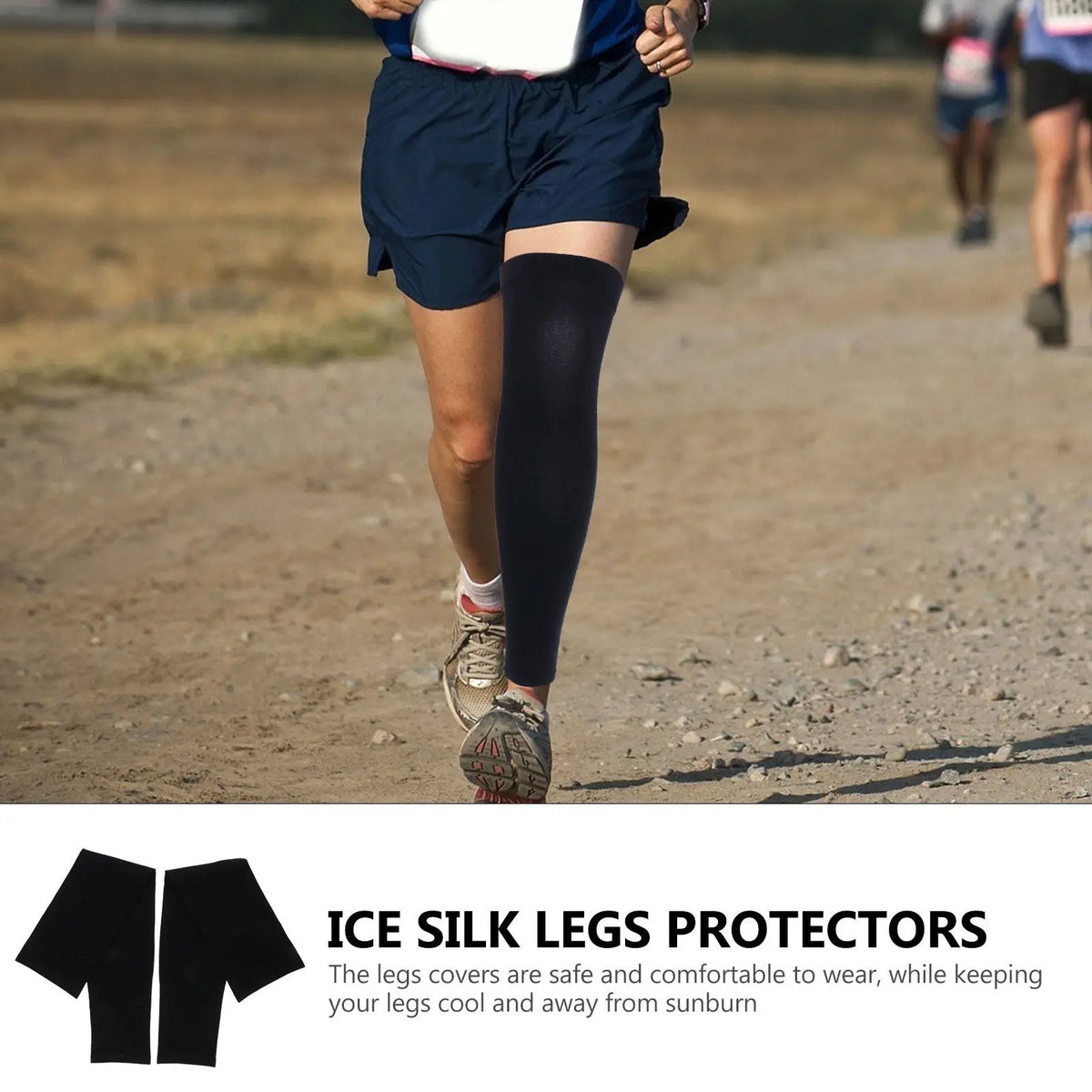 2 Pcs Leg Sleeves for Men UV Protection Legs Kits Arm Cuffs Outdoor Ice Silk Protectors Black Sunscreen Guards Summer