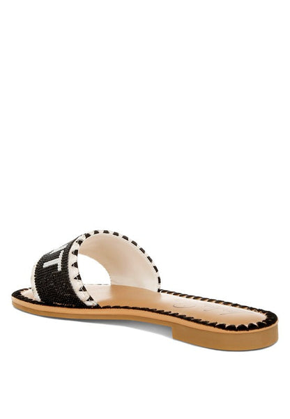 Luxe Getaway Beaded Saint Tropez Flat Slip Ons