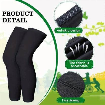 Unisex Summer Leg Sleeves Socks UV Protection High Elastic Breathable Quick Dry Silicone Non Slip For Cycling Running Sun