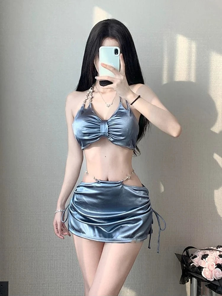 Women's Elegant Thin Strap Bikini Set Sexy Push Up Swimsuit Summer Beachwear Holiday Hot Spring Suit