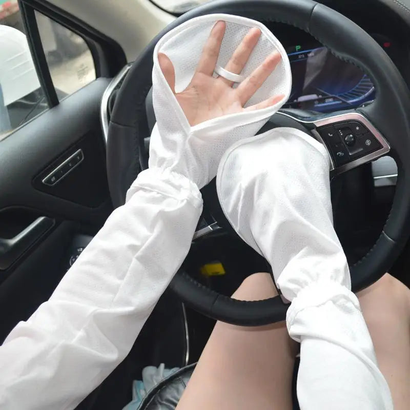 Large Size Ice Sleeve Gloves Women's Summer Driving Sun Protection Arm Sleeves Loose Breathable Arm Guard UV Outdoor Oversleeves