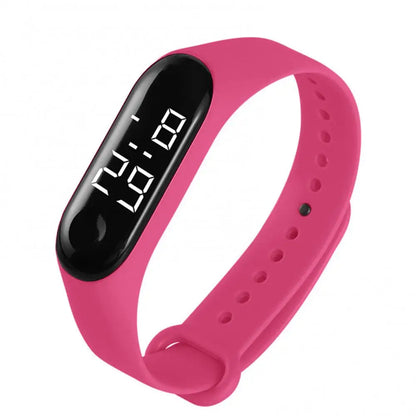 M3 Children's Watch Calendar Solid Color Adjustable Strap LED Digital Electronic Wrist Watch for Kids