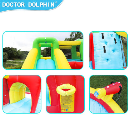 Doctor Dolphin New Design Summer Party Toy Outdoor Games Combo Commercial Double Bounce House Inflatable Water Slide