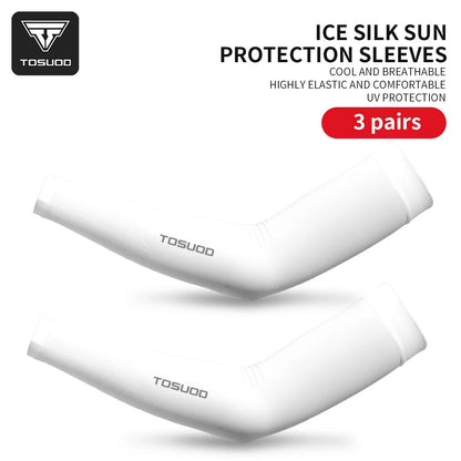 TOSUOD 1/2/3 Pairs Ice Silk Sleeves UV Protect Breathable Cycling Arm Sports Outdoor Unisex Elastic Quick-dry Summer Sleeves