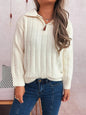 Ribbed Hem Quarter Zip Sweater