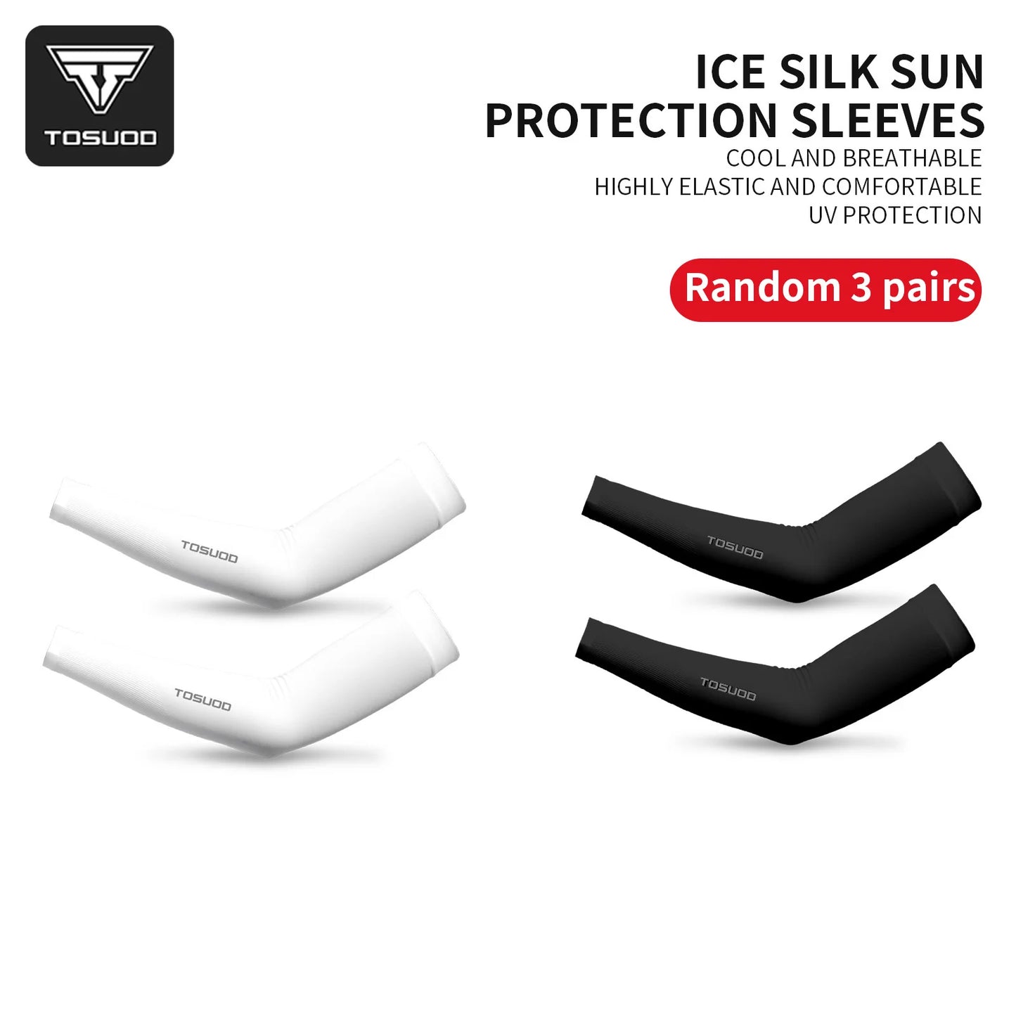 TOSUOD 1/2/3 Pairs Ice Silk Sleeves UV Protect Breathable Cycling Arm Sports Outdoor Unisex Elastic Quick-dry Summer Sleeves