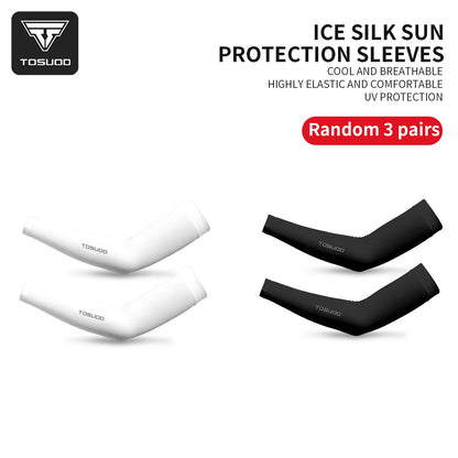 TOSUOD 1/2/3 Pairs Ice Silk Sleeves UV Protect Breathable Cycling Arm Sports Outdoor Unisex Elastic Quick-dry Summer Sleeves