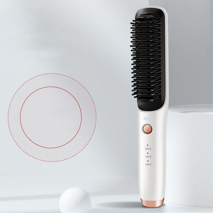 Dual-Purpose Wireless Hair Styler with Straightening and Curling