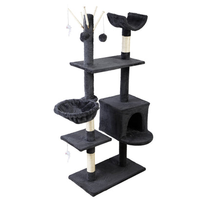 i.Pet Cat Tree 140cm Tower Scratching Post Scratcher Wood Condo House Toys Grey